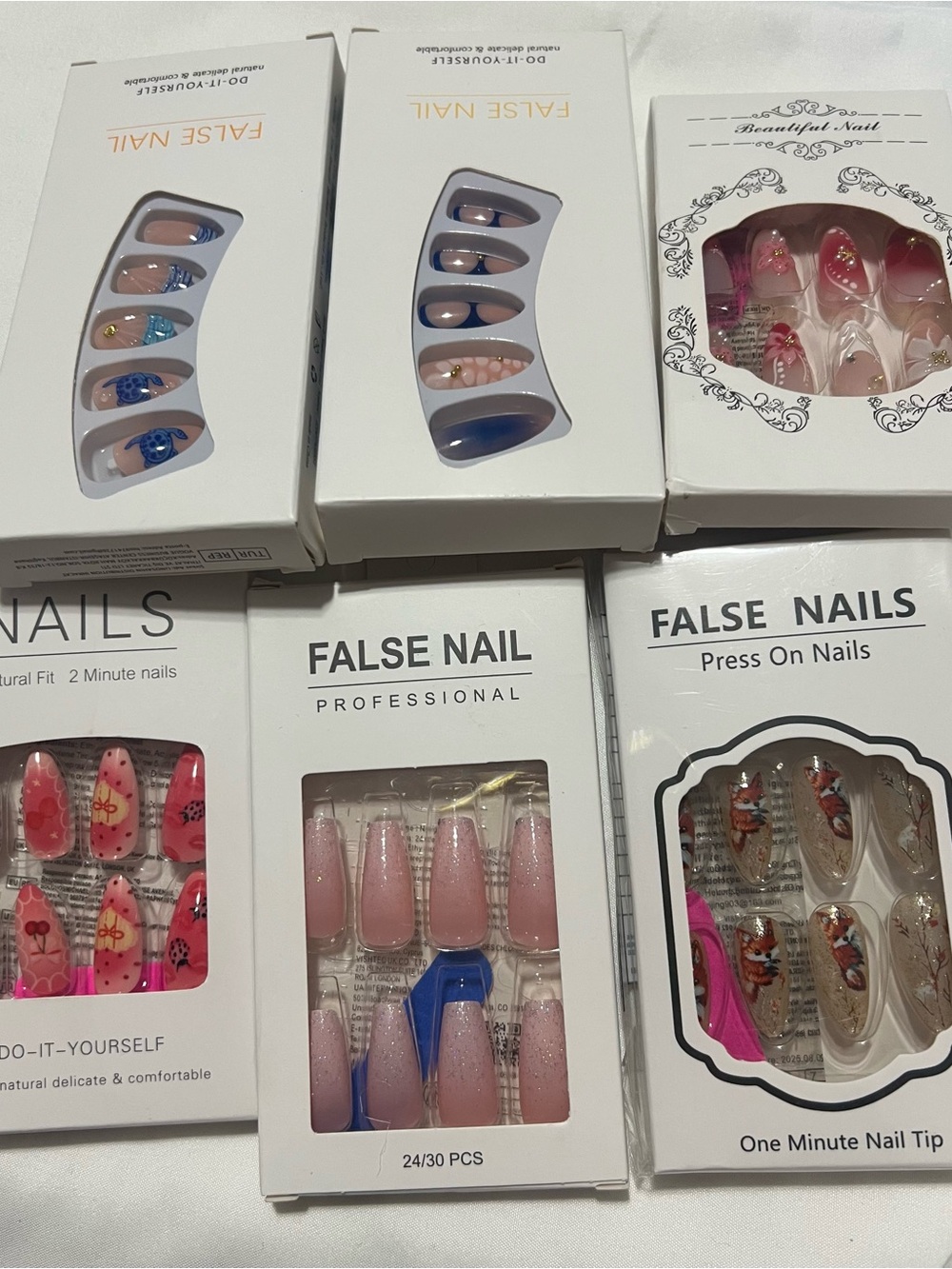 SHEIN Assorted Pink, Blue & Nude Press-On Nail Sets